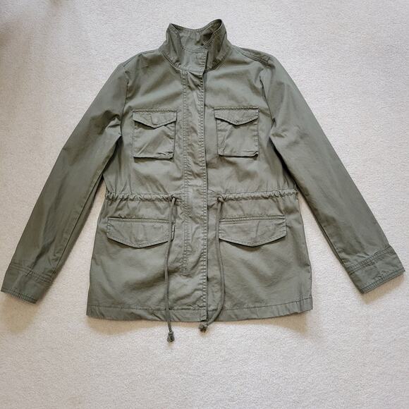 EUC Old Navy Women's M Utility Military Field Jacket Cinch Waist Green - Picture 2 of 16